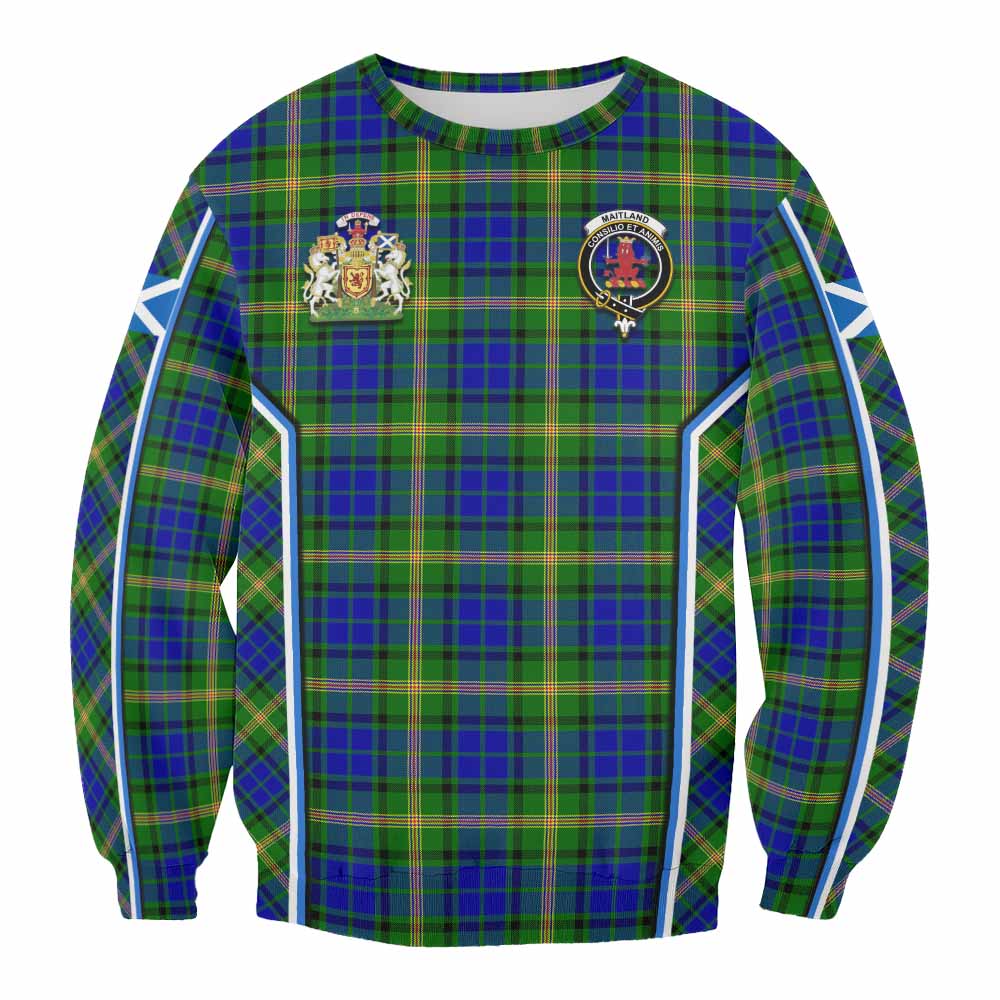 Maitland Tartan Crest Sweatshirt Scotland Coat of Arm Flag Style - Tartan Vibes Clothing