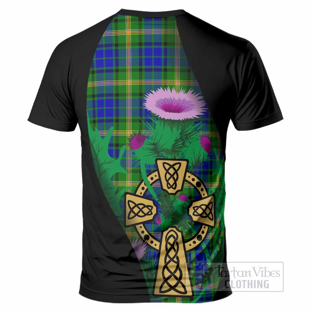 Maitland Tartan Crest T-Shirt Celtic Cross Thistle Flowers