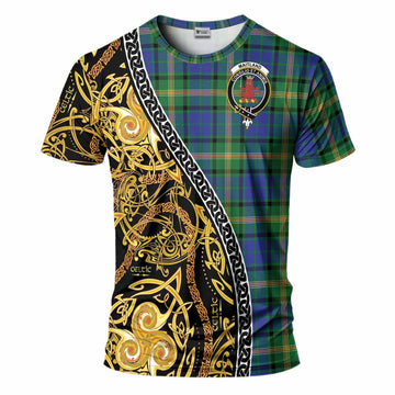Maitland Tartan Crest T-Shirt Celtic Knot and Triple Trickle Spiral Symbols
