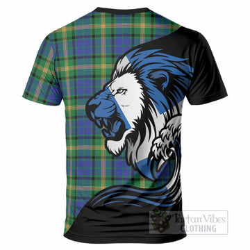 Maitland Tartan Crest T-Shirt Scottish Golden Lions Wave Flow