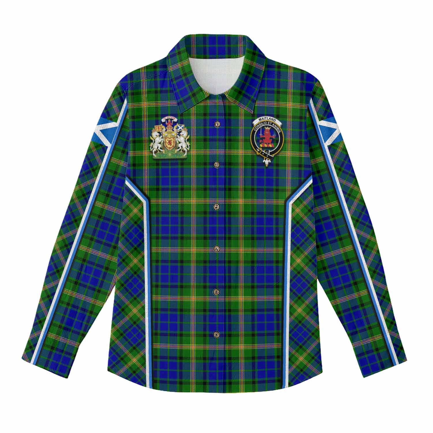 Maitland Tartan Crest Women Casual Shirt Scotland Coat of Arm Flag Style - Tartan Vibes Clothing