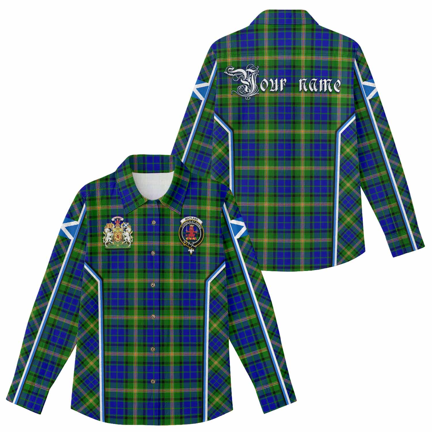 Maitland Tartan Crest Women Casual Shirt Scotland Coat of Arm Flag Style - Tartan Vibes Clothing