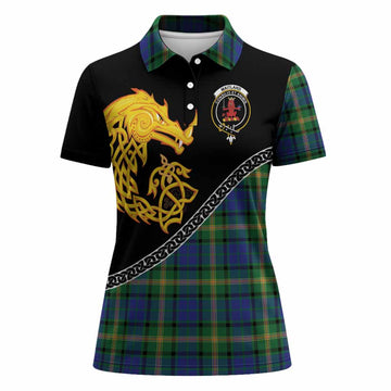 Maitland Tartan Crest Women Polo Shirt Legendary Dragon Knot Half Style