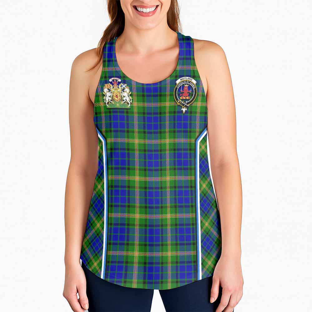 Maitland Tartan Crest Women Racerback Tanks Scotland Coat of Arm Flag Style - Tartan Vibes Clothing
