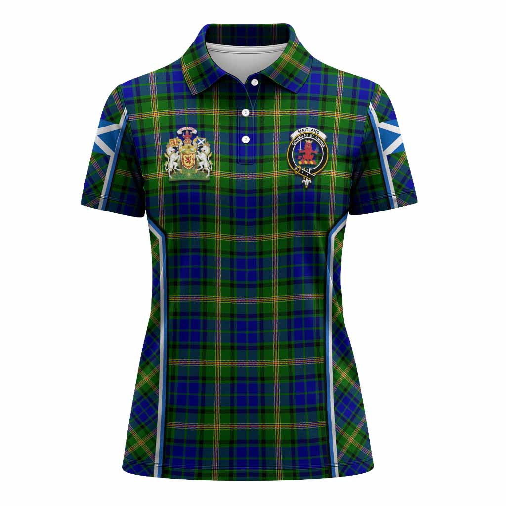 Maitland Tartan Crest Women's Polo Shirt Scotland Coat of Arm Flag Style - Tartan Vibes Clothing