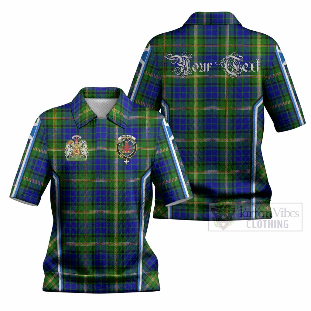 Maitland Tartan Crest Women’s Polo Sweater Top Scotland Coat of Arm Flag Style