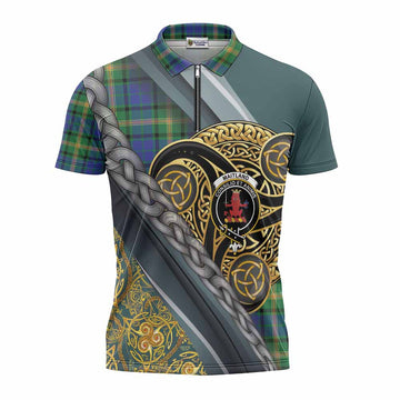 Maitland Tartan Crest Zipper Polo Shirt Scottish Triskele Celtic