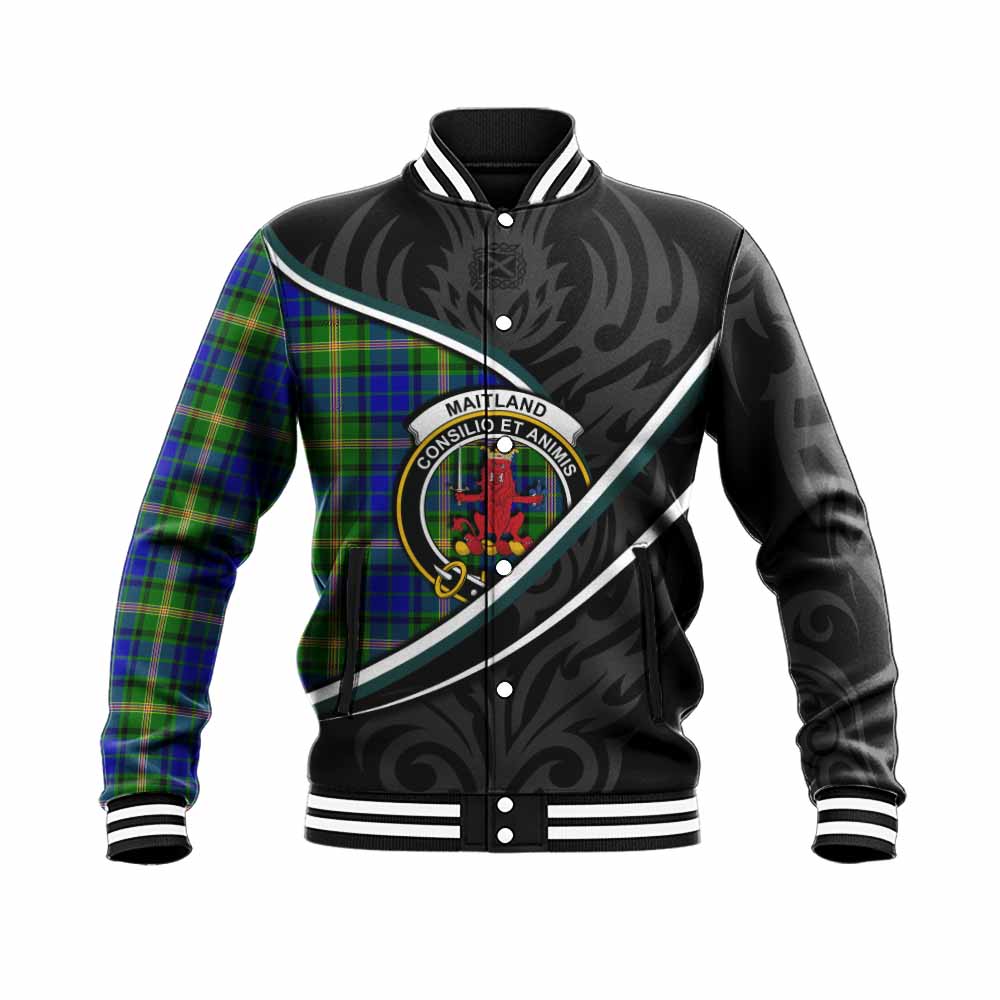 Maitland Tartan Family Crest Baseball Jacket Celtic Scottish Thistle Floral - Tartan Vibes Clothing