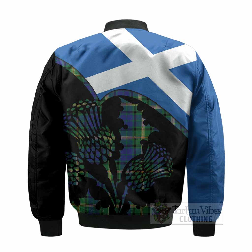 Maitland Tartan Family Crest Bomber Jacket Scotland Thistle Floral Flag Style