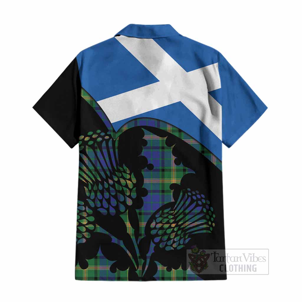 Maitland Tartan Family Crest Cotton Hawaiian Shirt Scotland Thistle Floral Flag Style
