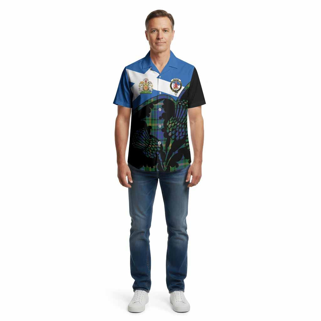 Maitland Tartan Family Crest Cotton Hawaiian Shirt Scotland Thistle Floral Flag Style