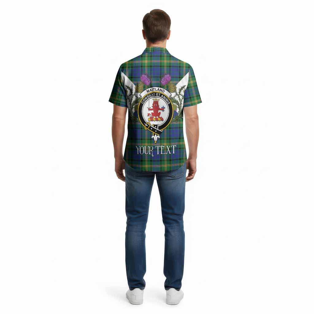 Maitland Tartan Family Crest Cotton Hawaiian Shirt Scottish Burns Night Thistle Floral