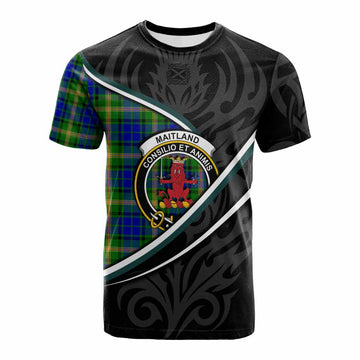 Maitland Tartan Family Crest Cotton T-shirt Celtic Scottish Thistle Floral