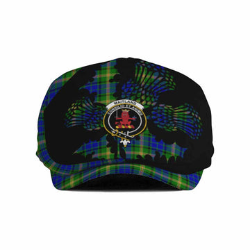 Maitland Tartan Family Crest Flat Cap, Jeff Cap Scotland Thistle Floral