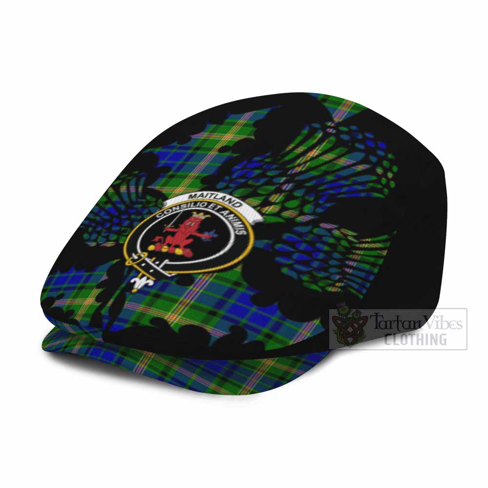 Maitland Tartan Family Crest Flat Cap, Jeff Cap Scotland Thistle Floral