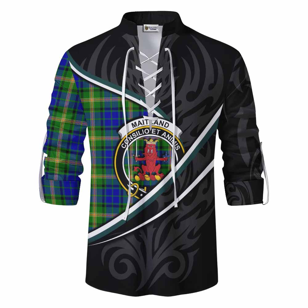 Maitland Tartan Family Crest Ghillie Kilt Shirt Celtic Scottish Thistle Floral - Tartan Vibes Clothing