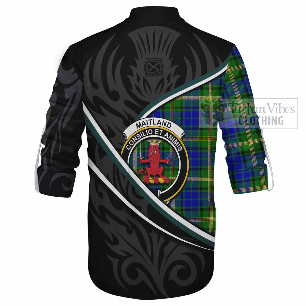 Maitland Tartan Family Crest Ghillie Kilt Shirt Celtic Scottish Thistle Floral - Tartan Vibes Clothing