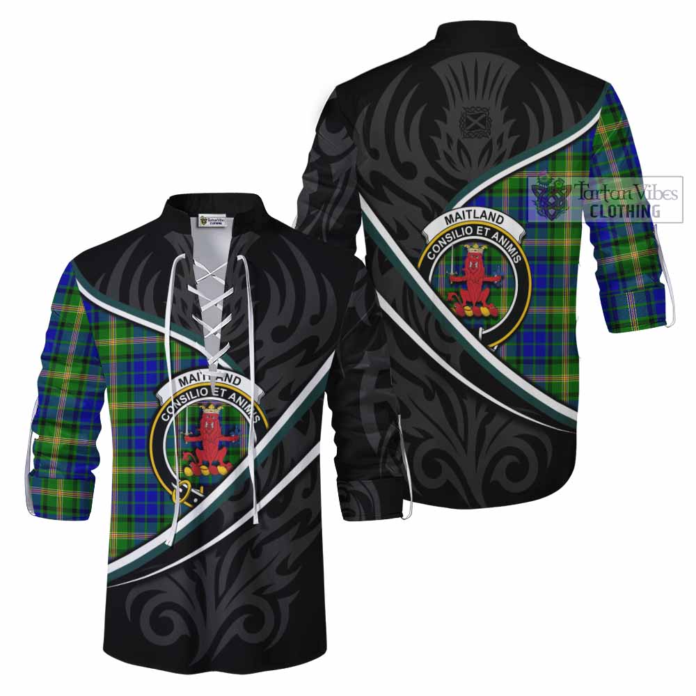 Maitland Tartan Family Crest Ghillie Kilt Shirt Celtic Scottish Thistle Floral - Tartan Vibes Clothing