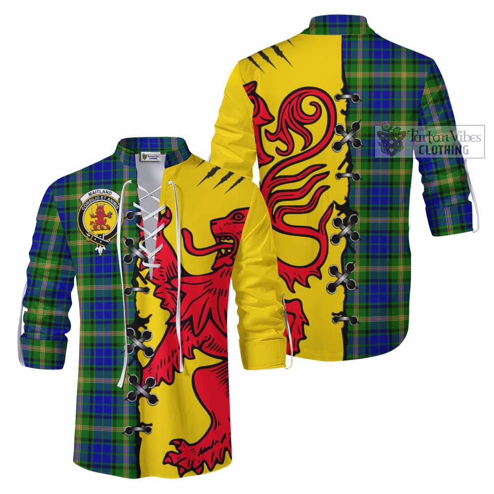 Maitland Tartan Family Crest Ghillie Kilt Shirt Lion Rampant Honor - Tartan Vibes Clothing