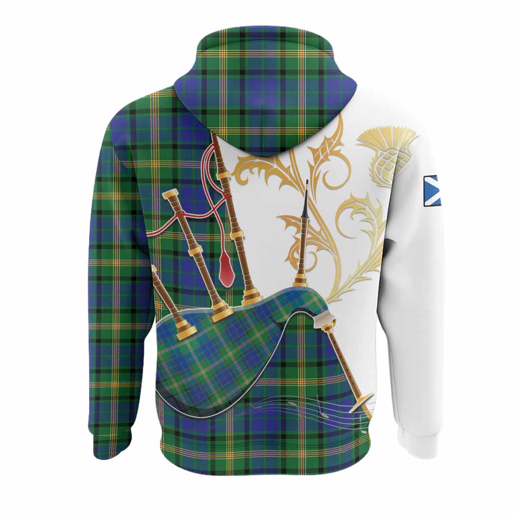 Maitland Tartan Family Crest Hoodie Bagpipes with Scottish Thistle