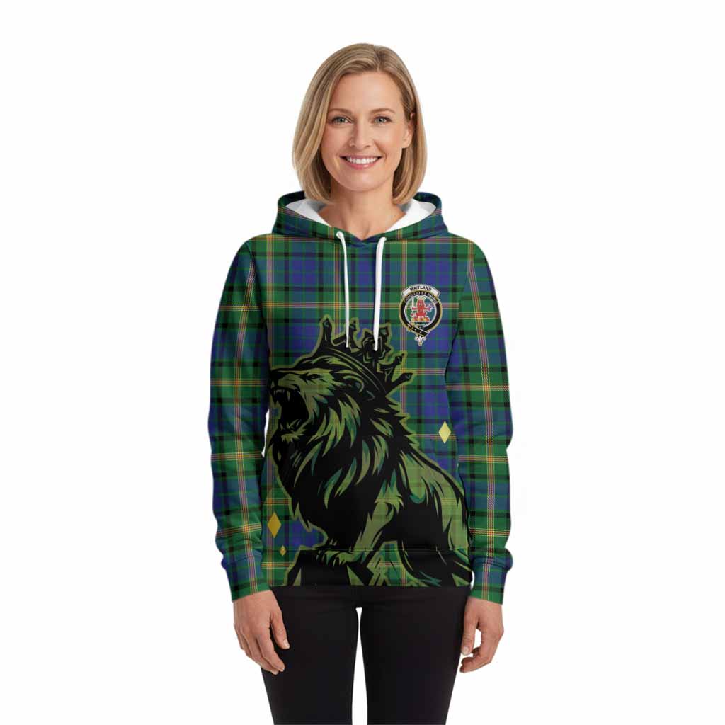Maitland Tartan Family Crest Hoodie Crowned Lion Roaring