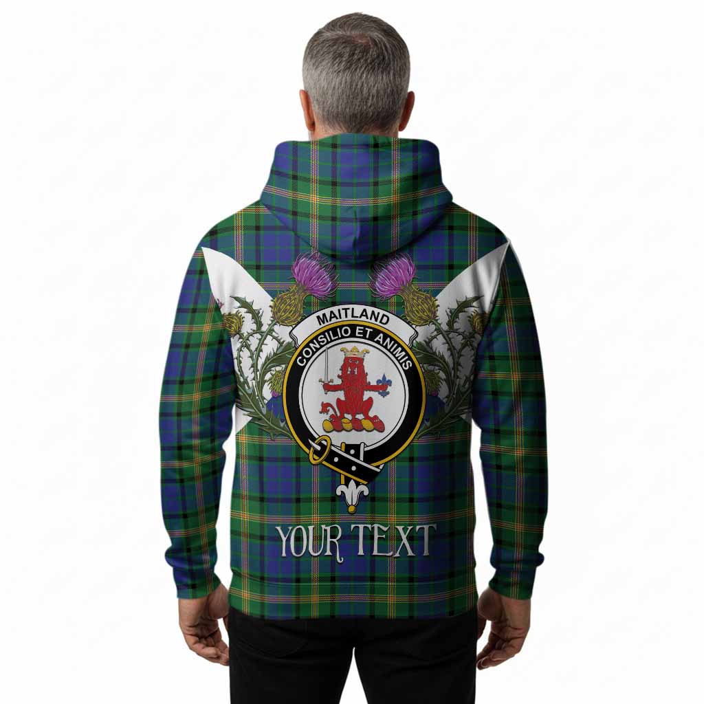 Maitland Tartan Family Crest Hoodie Scottish Burns Night Thistle Floral