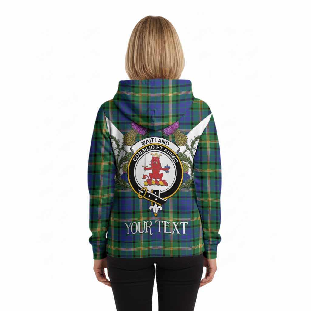 Maitland Tartan Family Crest Hoodie Scottish Burns Night Thistle Floral