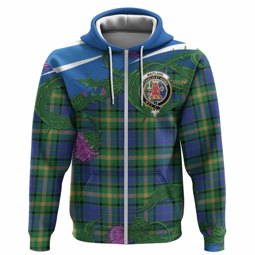 Maitland Tartan Family Crest Hoodie Thistle in Minimalism
