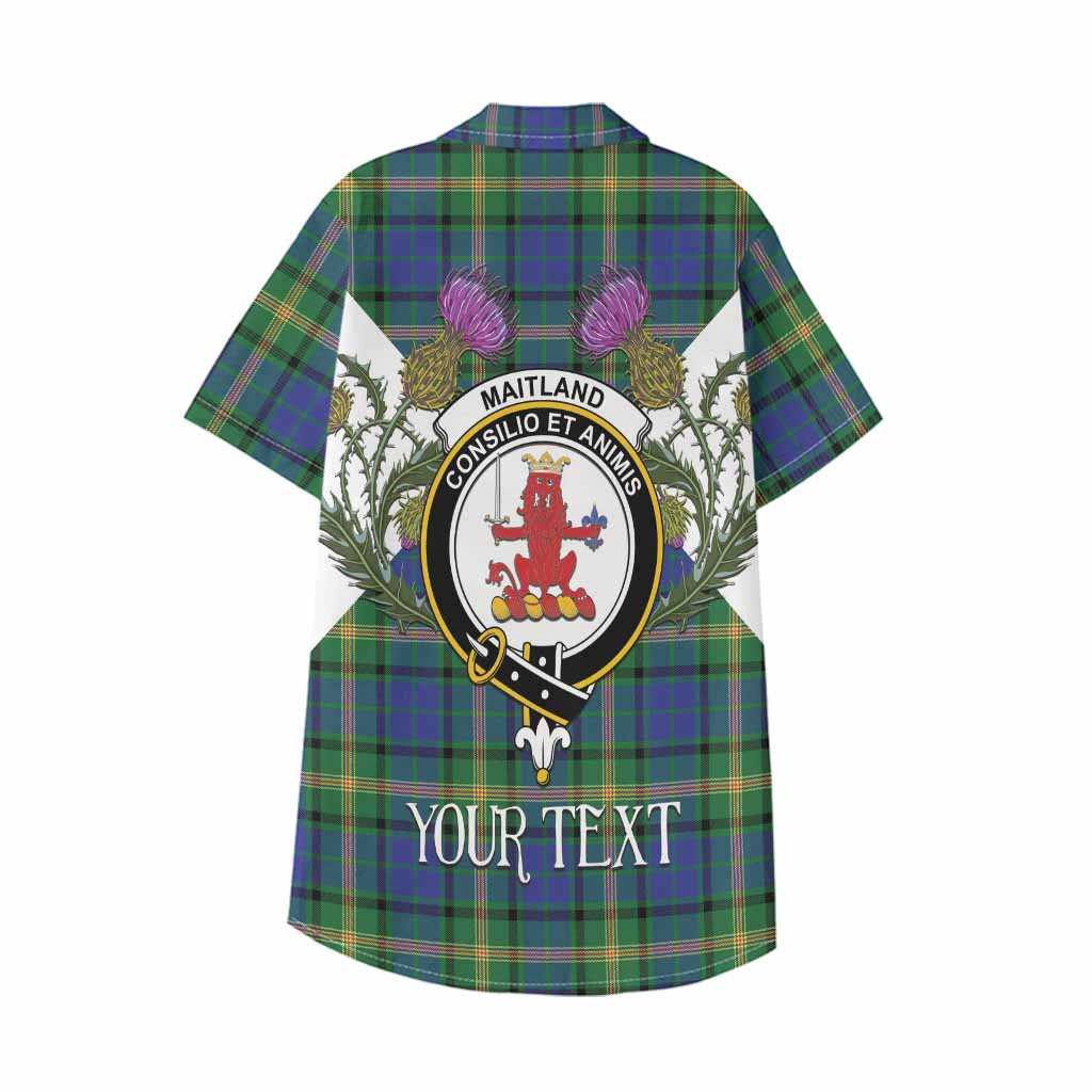 Maitland Tartan Family Crest Kid Hawaiian Shirt Scottish Burns Night Thistle Floral