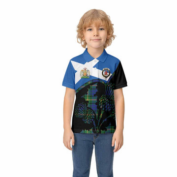 Maitland Tartan Family Crest Kid Polo Shirt Scotland Thistle Floral Flag Style