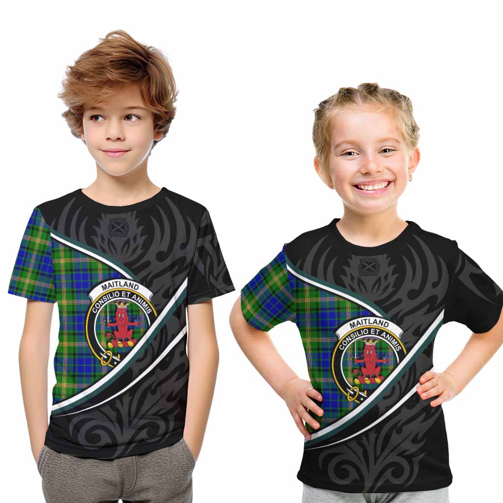 Maitland Tartan Family Crest Kid T-shirt Celtic Scottish Thistle Floral - Tartan Vibes Clothing