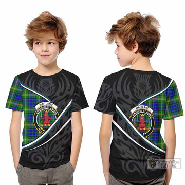 Maitland Tartan Family Crest Kid T-shirt Celtic Scottish Thistle Floral - Tartan Vibes Clothing