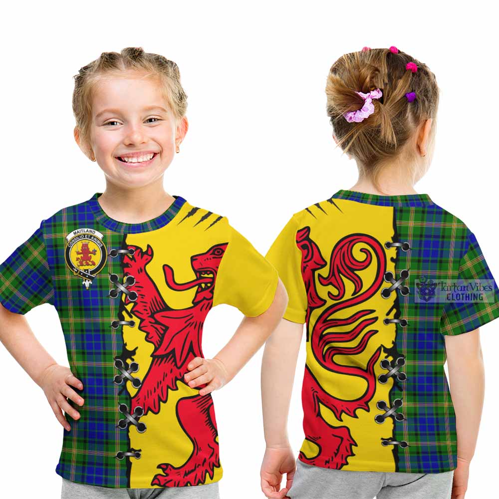 Maitland Tartan Family Crest Kid T-shirt Lion Rampant Honor - Tartan Vibes Clothing
