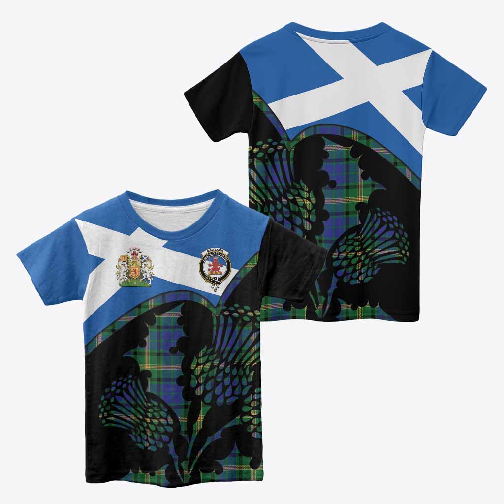 Maitland Tartan Family Crest Kid T-shirt Scotland Thistle Floral Flag Style