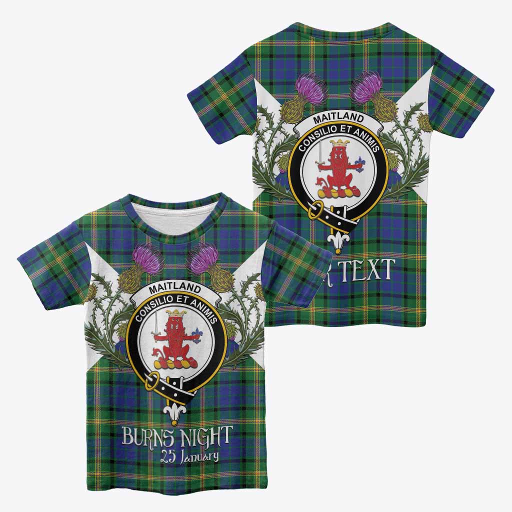 Maitland Tartan Family Crest Kid T-shirt Scottish Burns Night Thistle Floral
