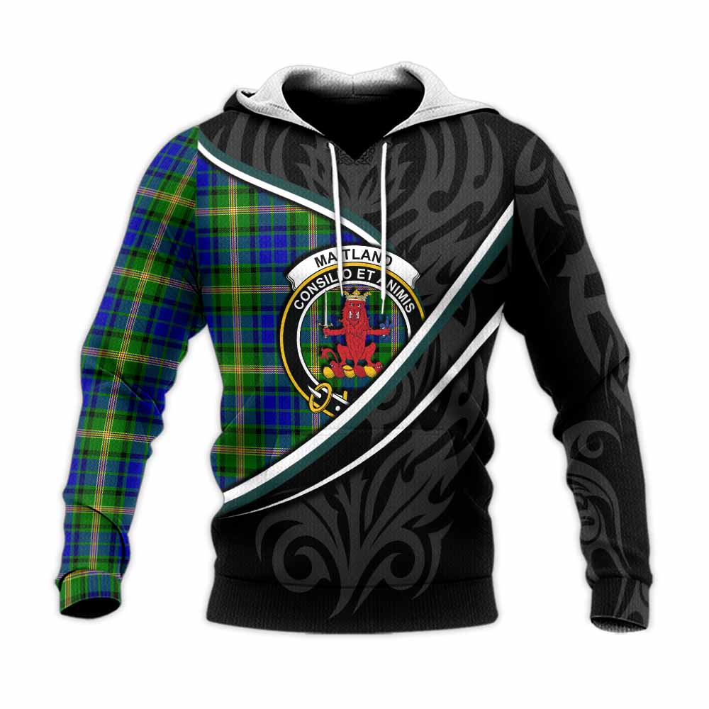 Maitland Tartan Family Crest Knitted Hoodie Celtic Scottish Thistle Floral - Tartan Vibes Clothing