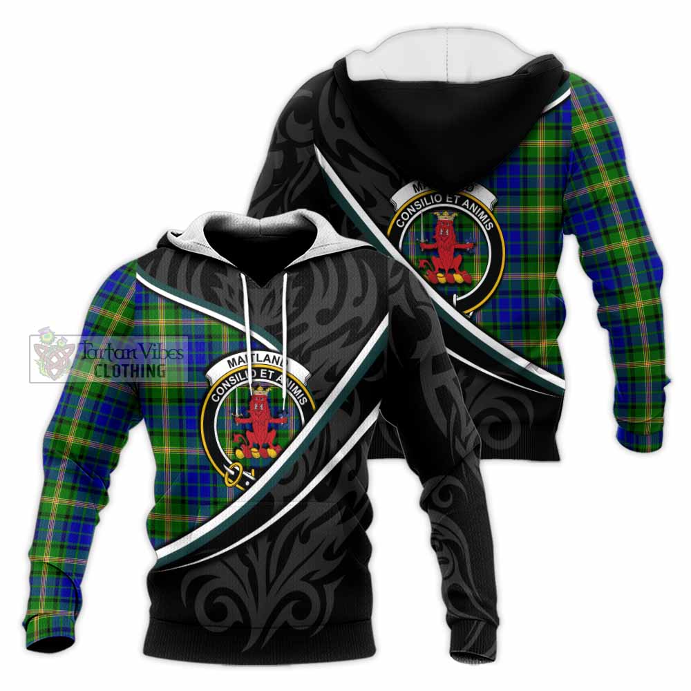Maitland Tartan Family Crest Knitted Hoodie Celtic Scottish Thistle Floral - Tartan Vibes Clothing