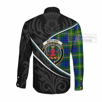 Maitland Tartan Family Crest Long Sleeve Button Shirts Celtic Scottish Thistle Floral
