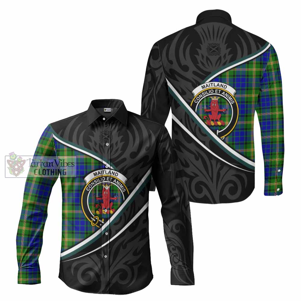 Maitland Tartan Family Crest Long Sleeve Button Shirts Celtic Scottish Thistle Floral - Tartan Vibes Clothing