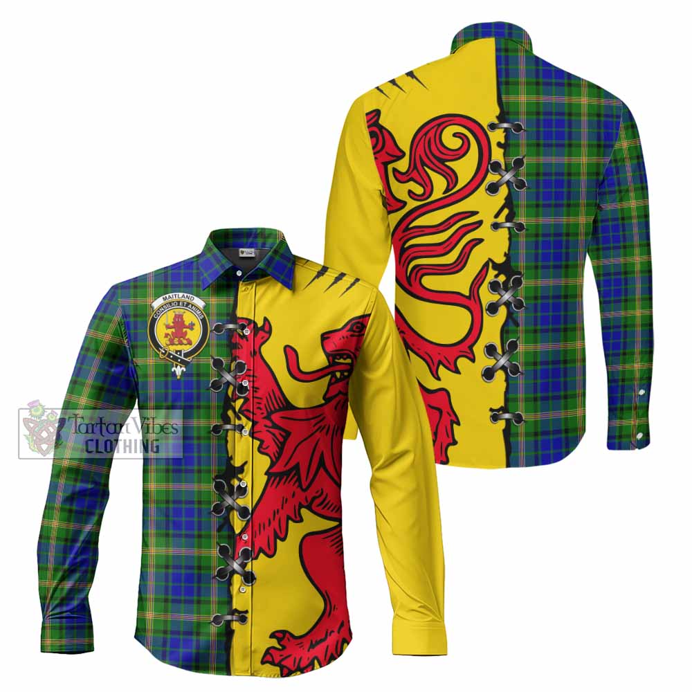 Maitland Tartan Family Crest Long Sleeve Button Shirts Lion Rampant Honor - Tartan Vibes Clothing