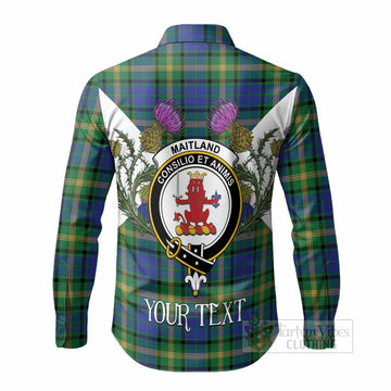 Maitland Tartan Family Crest Long Sleeve Button Shirts Scottish Burns Night Thistle Floral