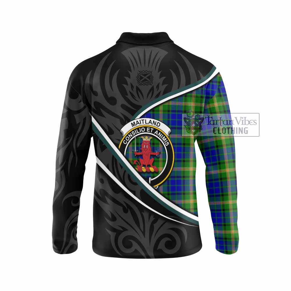 Maitland Tartan Family Crest Long Sleeve Polo Shirt Celtic Scottish Thistle Floral - Tartan Vibes Clothing