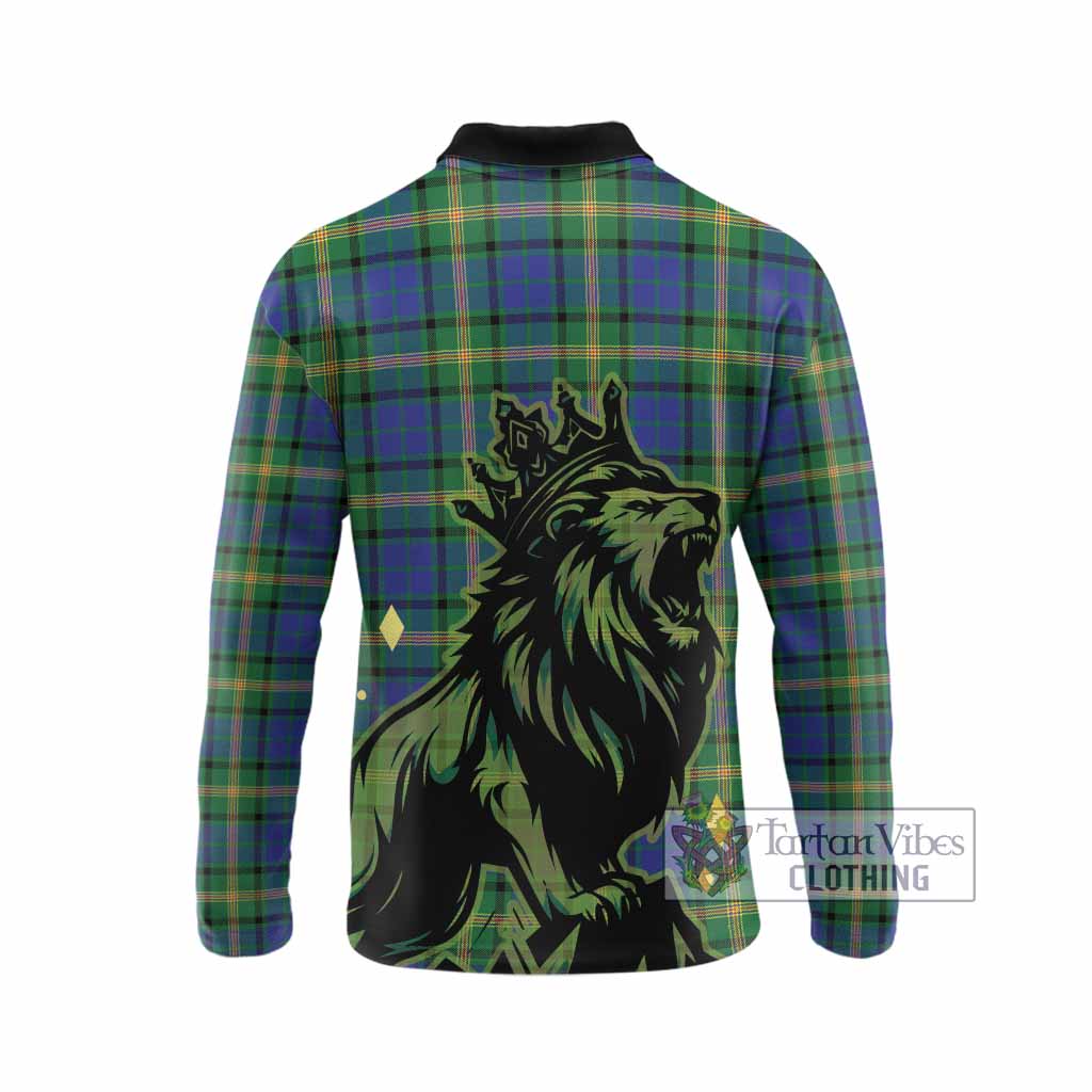 Maitland Tartan Family Crest Long Sleeve Polo Shirt Crowned Lion Roaring