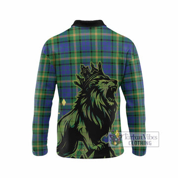 Maitland Tartan Family Crest Long Sleeve Polo Shirt Crowned Lion Roaring