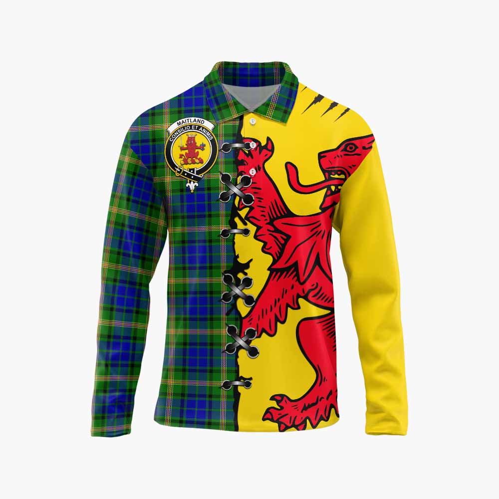 Maitland Tartan Family Crest Long Sleeve Polo Shirt Lion Rampant Honor - Tartan Vibes Clothing