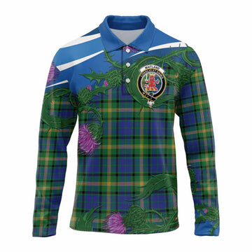 Maitland Tartan Family Crest Long Sleeve Polo Shirt Thistle in Minimalism