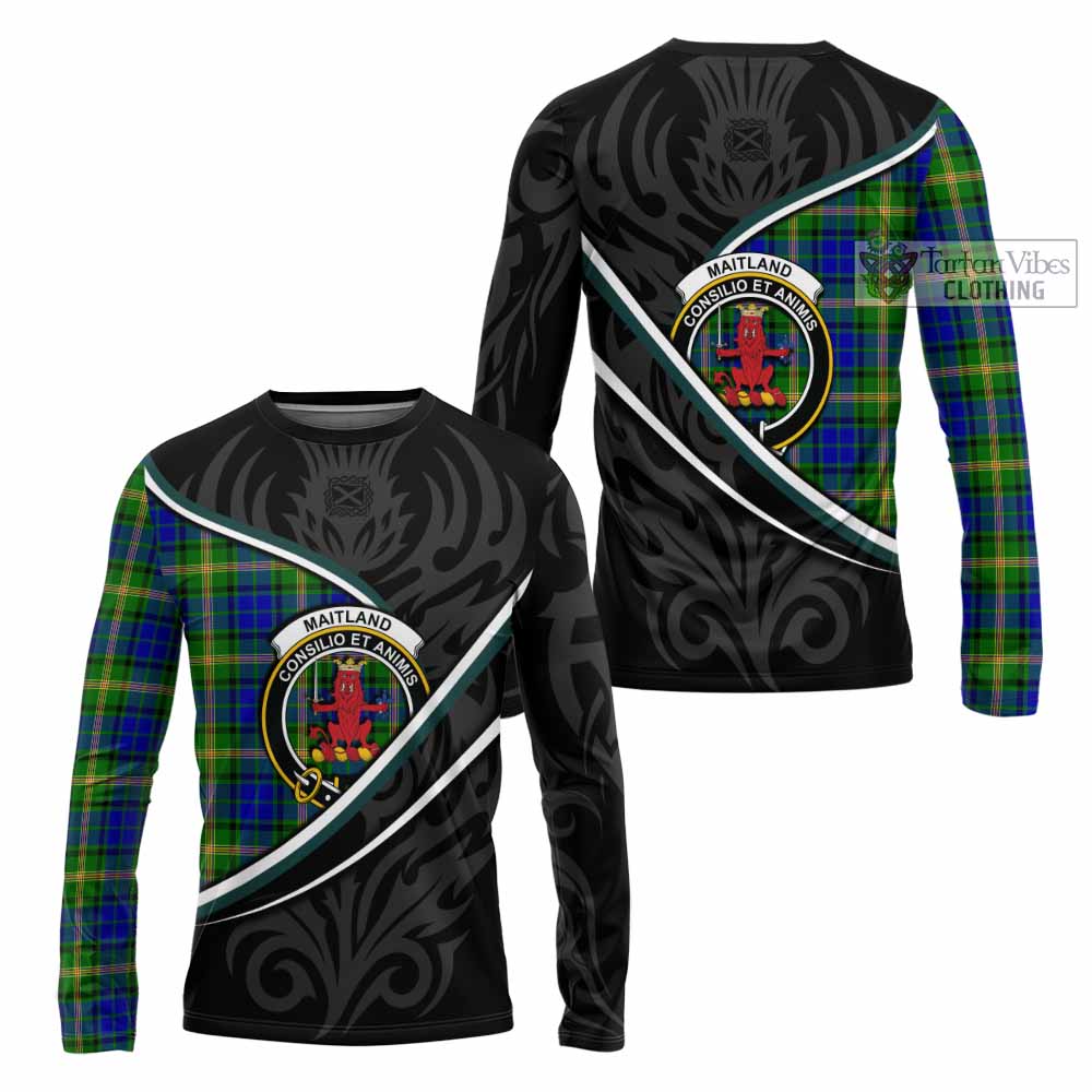 Maitland Tartan Family Crest Long Sleeve T-Shirt Celtic Scottish Thistle Floral - Tartan Vibes Clothing