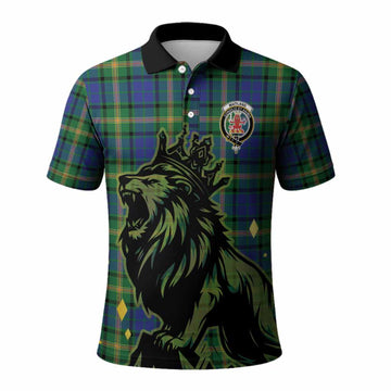 Maitland Tartan Family Crest Polo Shirt Crowned Lion Roaring