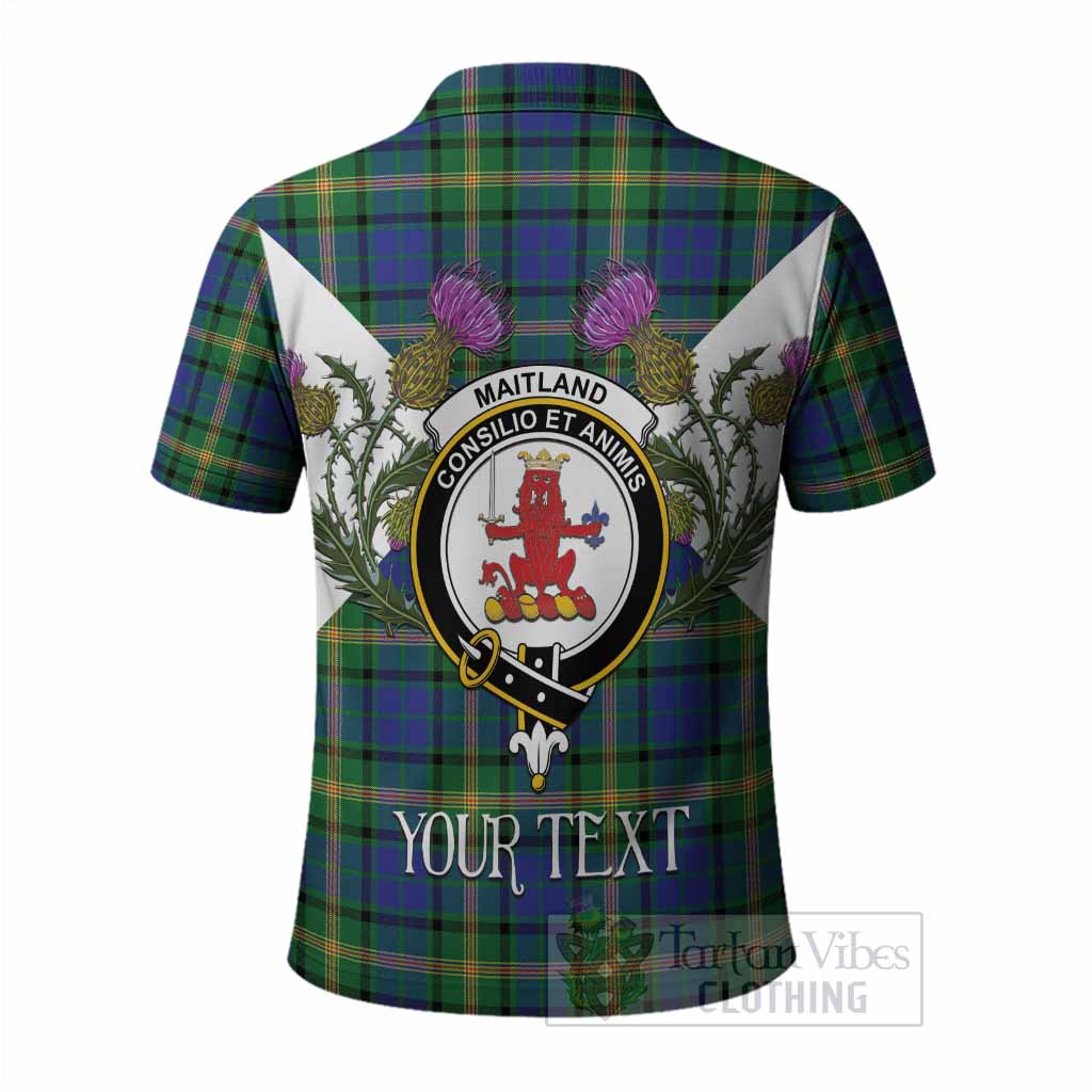 Maitland Tartan Family Crest Polo Shirt Scottish Burns Night Thistle Floral