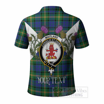 Maitland Tartan Family Crest Polo Shirt Scottish Burns Night Thistle Floral